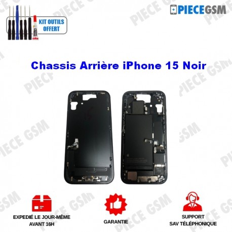 Châssis Arrière iPhone 15 Noir sans Vitre Arrière (Origine Démonté)