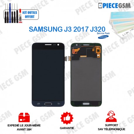 ECRAN pour SAMSUNG GALAXY J3 2016 J320 NOIR SVC-SEVT ORIGINAL