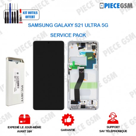 Ecran + Chassis pour Samsung Galaxy S21 ULTRA 5G ( G998B ) SERVICE PACK