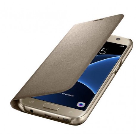 Coque Flip Wallet Led View Cover Originale Samsung EF-WG930P – Galaxy S7 – Or
