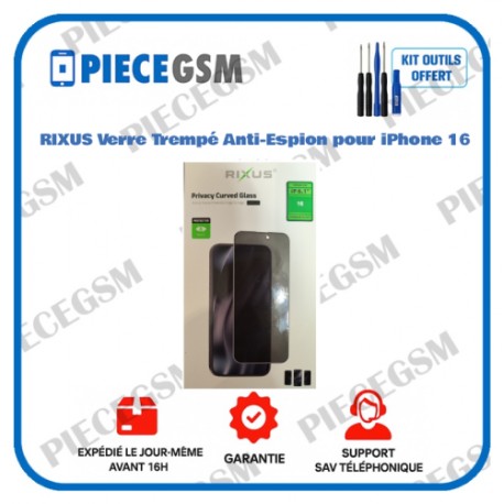 RIXUS Verre Trempé Anti-Espion pour iPhone 16