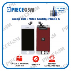 ECRAN LCD + VITRE TACTILE POUR iPHONE 5 white blanc + outils