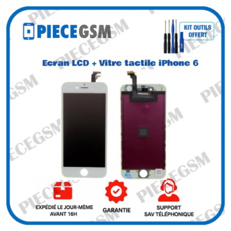 ECRAN LCD + VITRE TACTILE POUR iPHONE 6 white blanc + outils