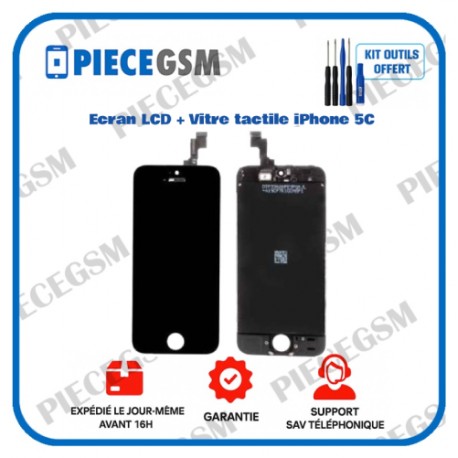 ECRAN LCD + VITRE TACTILE POUR iPHONE 5C NOIR + outils