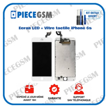 ECRAN LCD + VITRE TACTILE POUR iPHONE 6s white blanc + outils