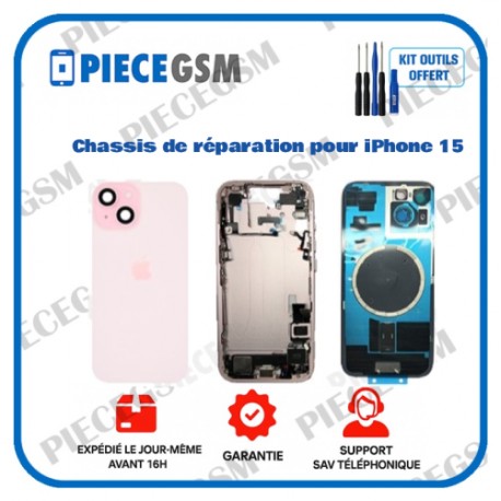 Chassis de réparation pour iPhone 15 Rose