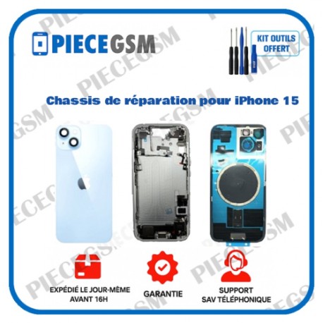 Chassis de réparation pour iPhone 15 Bleu Claire