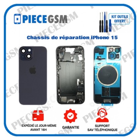 Chassis de réparation pour iPhone 15 Noir