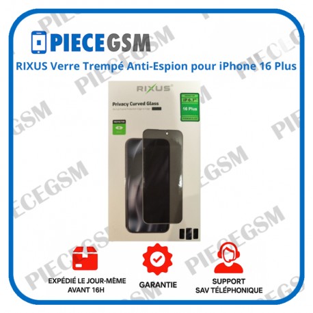 RIXUS Verre Trempé Anti-Espion pour iPhone 16 Plus