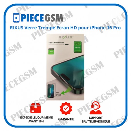 RIXUS Verre Trempé Ecran HD pour iPhone 16 Pro