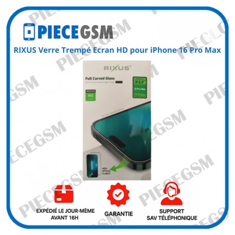 RIXUS Verre Trempé Ecran HD pour iPhone 16 Pro Max