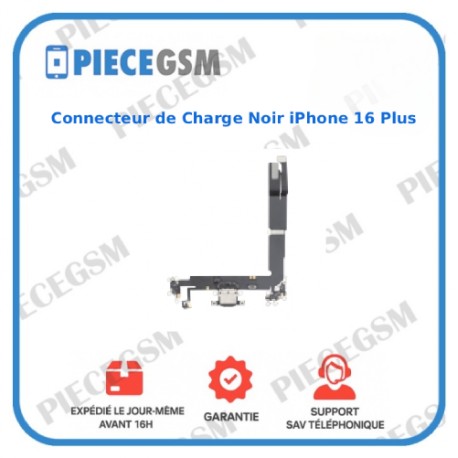 Connecteur de Charge Noir iPhone 16 Plus