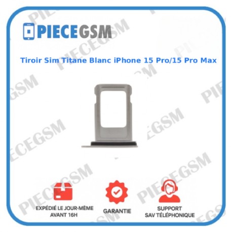 Tiroir Sim Titane Blanc iPhone 15 Pro/15 Pro Max