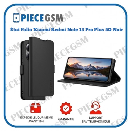 Folio Xiaomi Redmi Note 13 Pro Plus 5G avec Position Stand Vidéo - Noir