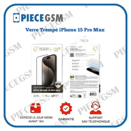 Verre Trempé pour iPhone 15 Pro Max - Tiger Transparent