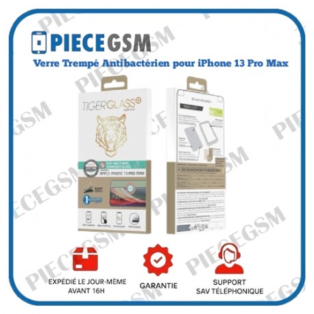 Verre Trempé Antibactérien pour iPhone 13 Pro Max - Tiger Vert