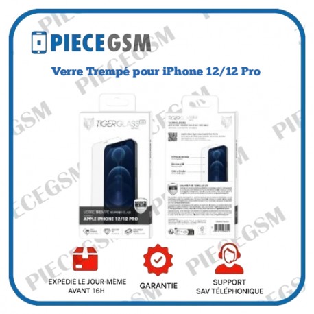 Verre Trempé pour iPhone 12/12 Pro - Tiger Transparent