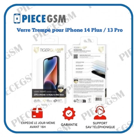 Verre Trempé pour iPhone 14 Plus / 13 Pro - Transparent