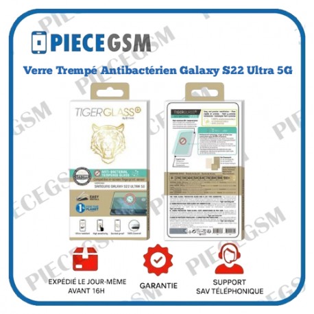 Verre Trempé Antibactérien pour Samsung Galaxy S22 Ultra 5G - Tiger Transparent