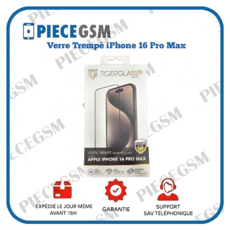 Verre Trempé pour iPhone 16 Pro Max - Transparent