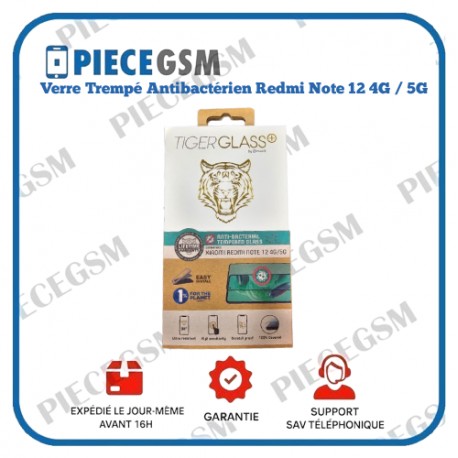 Verre Trempé Antibactérien pour Xiaomi Redmi Note12 4G / 5G - Transparent