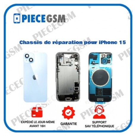 Chassis de réparation pour iPhone 15 Bleu Claire