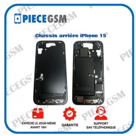 Châssis Arrière iPhone 15 Noir sans Vitre Arrière (Origine Démonté)