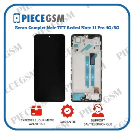 Ecran Complet Noir TFT Redmi Note 11 Pro 4G/5G (Avec châssis)