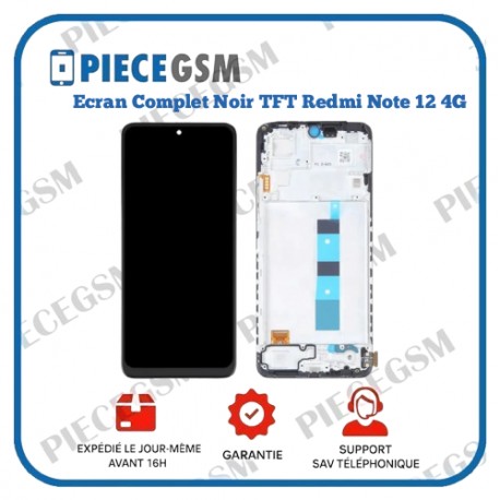 Ecran Complet Noir TFT Redmi Note 12 4G (Avec châssis)