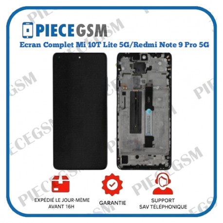 Écran Complet Gris Perle pour Mi 10T Lite 5G / Redmi Note 9 Pro 5G