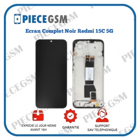 Ecran Complet Noir Redmi 15C 5G (Avec Châssis) (ReLife) (PIEC)