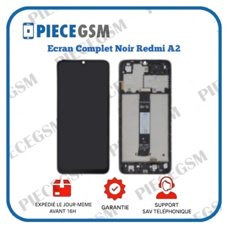 Ecran Complet Noir Redmi A2 (Avec châssis)