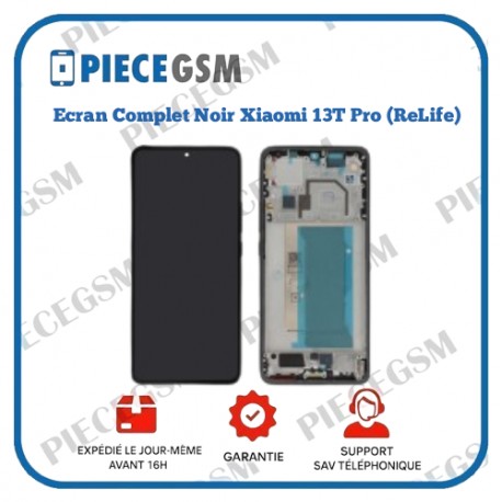 Ecran Complet Noir Xiaomi 13T Pro (avec châssis) (ReLife) (PIEC)