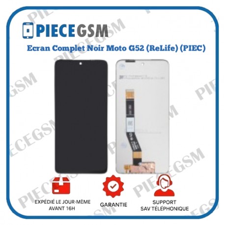 Ecran Complet Noir Motorola G52 (Avec châssis) (ReLife) (PIEC)