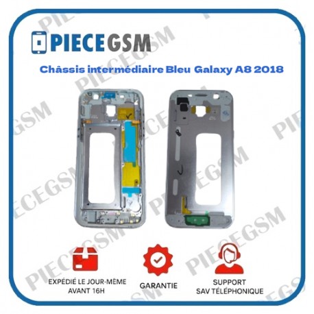 châssis intermédiaire Bleu pour Galaxy A8 2018