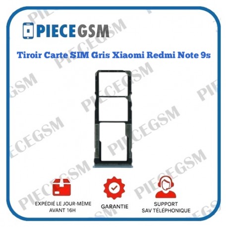 Tiroir Carte SIM Gris Xiaomi Redmi Note 9s