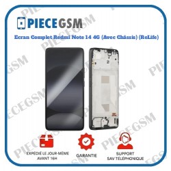 Ecran Complet Noir Redmi Note 14 Pro 4G/5G (Avec Châssis) (ReLife)