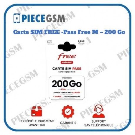 Carte SIM FREE -Pass Free M – 200 Go