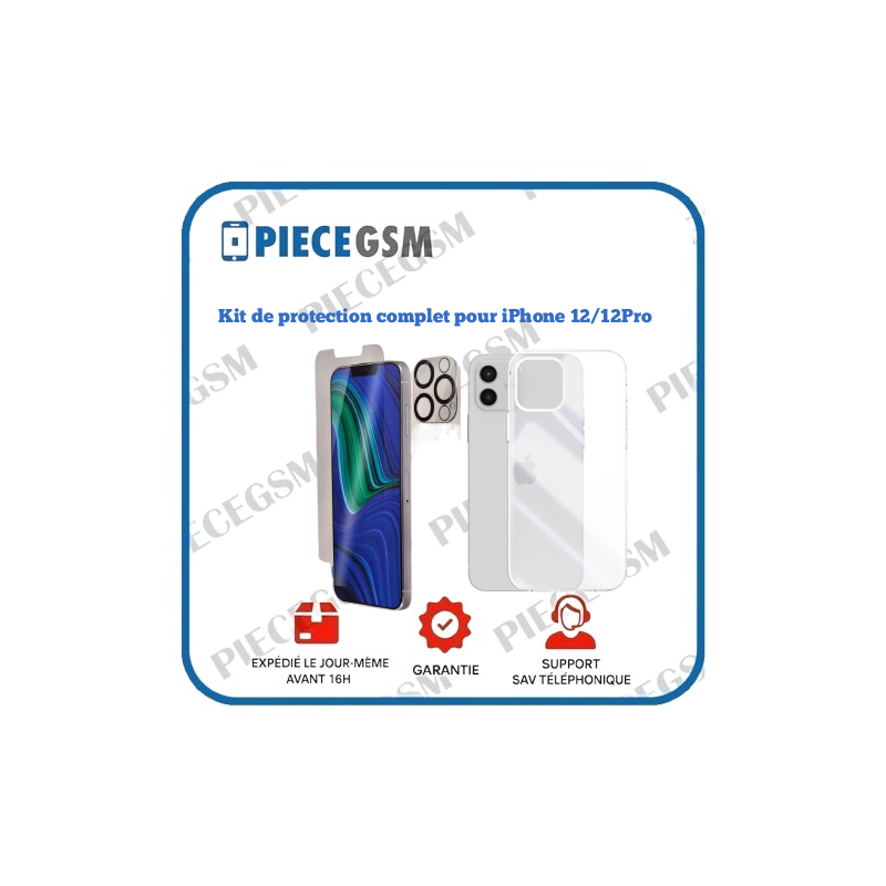 KIT DE PROTECTION COMPLET POUR IPHONE 12 / 12 PRO