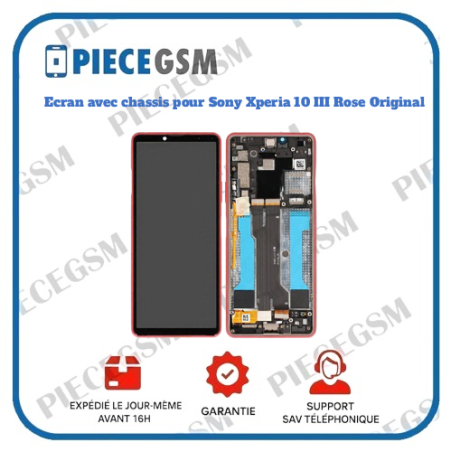 Ecran avec chassis pour Sony Xperia 10 III Rose Original
