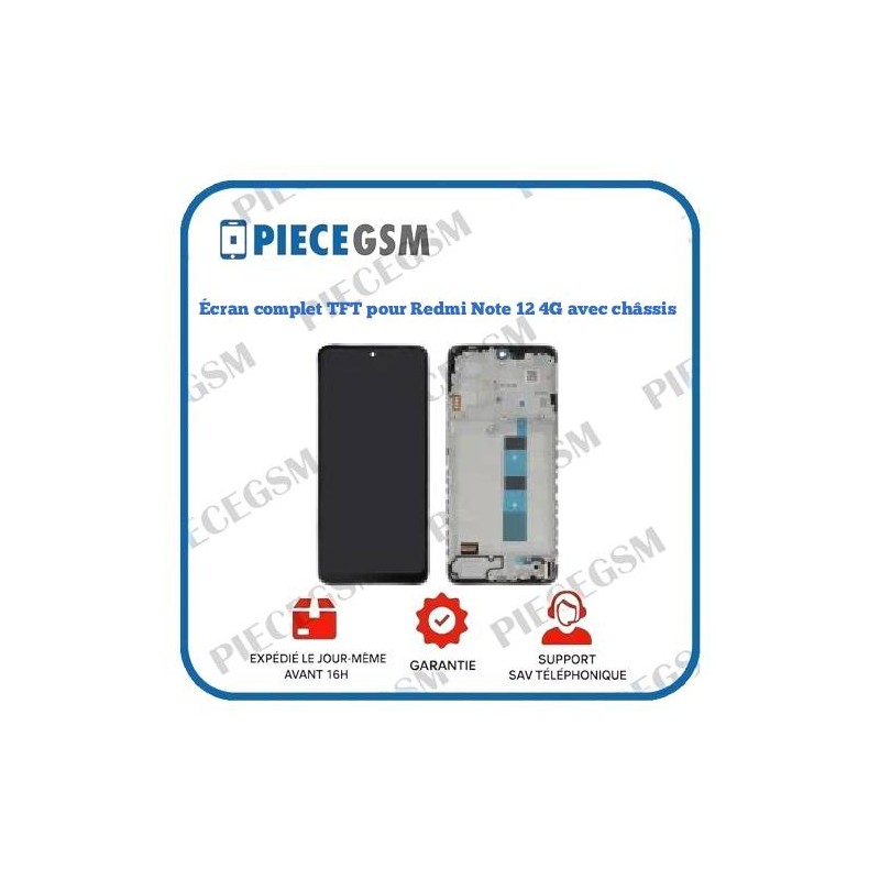 Écran complet TFT pour Redmi Note 12 4G avec châssis