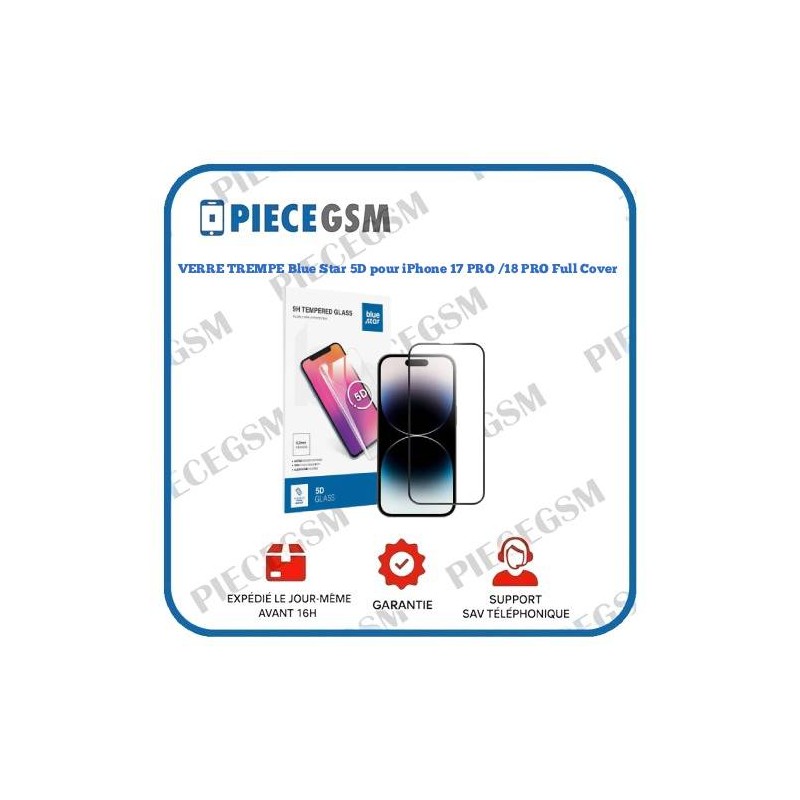 VERRE TREMPE Blue Star 5D pour iPhone 17 PRO /18 PRO Full Cover