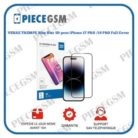 VERRE TREMPE Blue Star 5D pour iPhone 17 PRO /18 PRO Full Cover