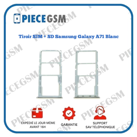Tiroir SIM + SD Samsung Galaxy A71 (A715F) - Blanc