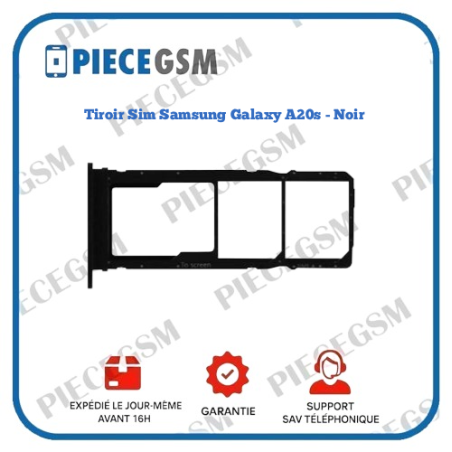 Tiroir Sim Samsung Galaxy A20s (A202 ) - Noir